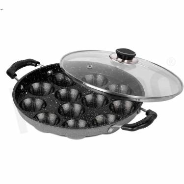 Black Aluminum Appam Patra with Lid and Heat Resistant Design for Perfect Appam Preparation Manufacturers, Suppliers in Delhi