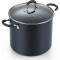 Black Hard Anodized Non Stick Stock Pot Tempered Glass Lid, Aluminum Build, Induction and Gas Compatible Manufacturers, Suppliers in Delhi