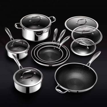 Classic Stainless Steel Cookware Set with Glass Pot Covers and Nonstick Coating Manufacturers, Suppliers in Delhi