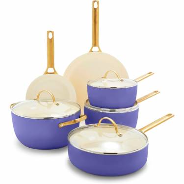 Durable and Stylish Periwinkle Hard Anodized Cookware Set PFAS-Free Non stick, Gas Compatible, Stainless Steel Handles Manufacturers, Suppliers in Gota