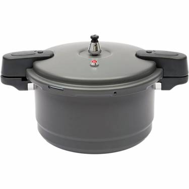 Efficient Silver and Black Stainless Steel Pressure Cooker Metallic Finish, Safe Locking Lid Manufacturers, Suppliers in Delhi