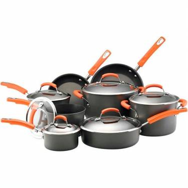 Elegant Orange Hard Anodized Cookware Set Gas Stovetop Safe, Durable Plastic Handles for Easy Handling Manufacturers, Suppliers in Gota