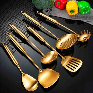 Gold Stainless Steel Cooking Utensils Set Includes Spatula, Ladle, Skimmer and More, Rust-Resistant Manufacturers, Suppliers in South Park Street Cemetery