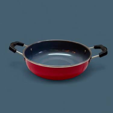 Iron Non Stick Kadhai with Strong and Comfortable Grip in Vibrant Red for Even Heat Distribution Manufacturers, Suppliers in Surat