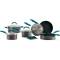 Modern Hard Anodized Cookware Set Collection with Teal Handles, Nonstick, Gas and Electric Stovetop Ready Manufacturers, Suppliers in Gota