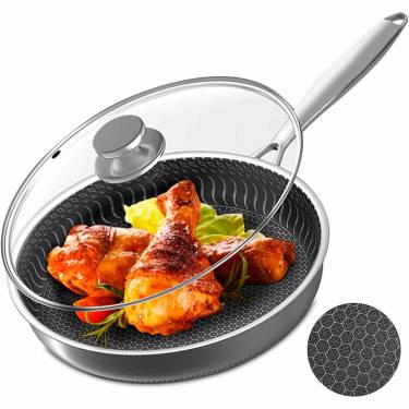 Modern Silver Stainless Steel Non-Stick Pan Surface, Even Heat Distribution, Comes with Lid Manufacturers, Suppliers in Prahlad Nagar