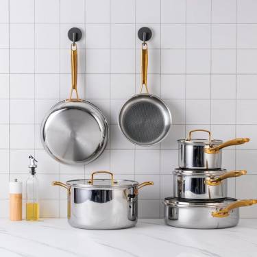 Multi-Stovetop Compatible Stainless Steel Kitchen Cookware Set Silver with Durable Manufacturers, Suppliers in Delhi