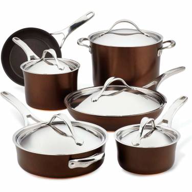 Non-Stick Hard Anodized Cookware Set Dual Riveted Stainless Steel Handles, Sable Finish Manufacturers, Suppliers in Gota