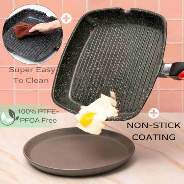 Non-Stick Induction Grill Pan – Heat-Resistant Stainless Steel Handle Manufacturers, Suppliers in Delhi