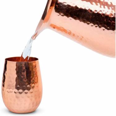 Pure Copper Water Pitcher with Lid & Tumblers – 70 oz Round Design Manufacturers, Suppliers in Delhi
