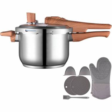 Reliable Stainless Steel Pressure Cooker Stylish Silver Finish, Wooden Handle, Safety Locking Lid Manufacturers, Suppliers in Delhi