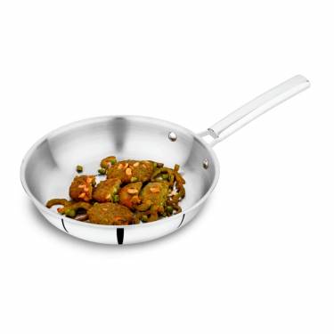 Scratch Resistant Silver Stainless Steel Pan Induction, Gas and Electric Stovetop Compatible Manufacturers, Suppliers in Delhi