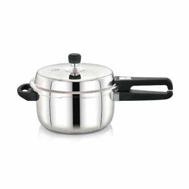 Silver Glossy Stainless Steel Pressure Cooker Modern Aesthetic with Heat-Resistant Bakelite Handle Manufacturers, Suppliers in Delhi