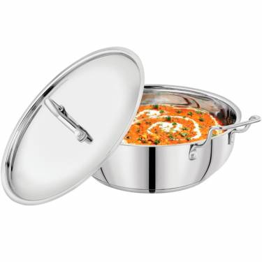 Silver Stainless Steel Kadai Durable and Rust-Resistant Cooking Pan for Gravies Manufacturers, Suppliers in Delhi