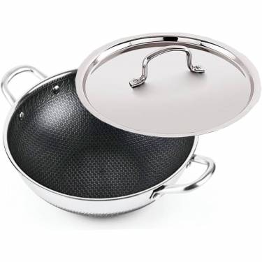 Smooth Surface Induction Non-Stick Kadhai Stainless Steel for Everyday Cooking Manufacturers, Suppliers in Surat