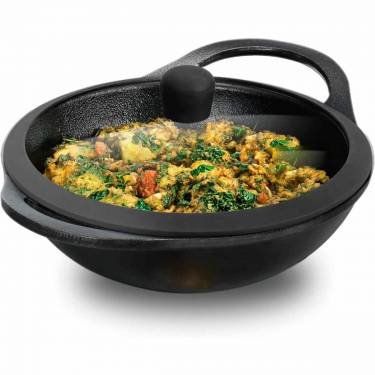 Traditional Cast Iron Non Stick Kadhai with Sturdy Metal Handles and Modern Black Finish Manufacturers, Suppliers in Surat