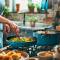 Turquoise Aluminum Induction Cookware Set with Ergonomic Plastic and Stainless Steel Handles Manufacturers, Suppliers in Ballygunge