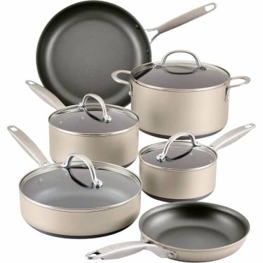 Versatile Silver Hard Anodized Cookware Set Premium Aluminum for Stainless Steel with Glass Material Manufacturers, Suppliers in Gota