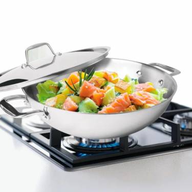 Versatile Silver Stainless Steel Kadai Featuring Sturdy Handles, Even Heating, and Secure Lid, Compatible with Induction Manufacturers, Suppliers in Delhi